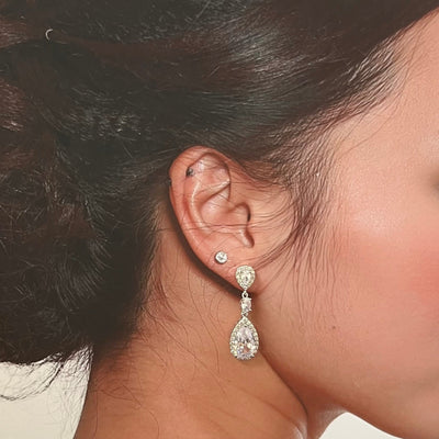Bridal Earrings, Delicate  Zirconia Wedding & Quinceanera Earring