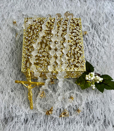 Wedding Lasso, Crystal Lazo Rosary Box with Luxurious Ornate Lasso
