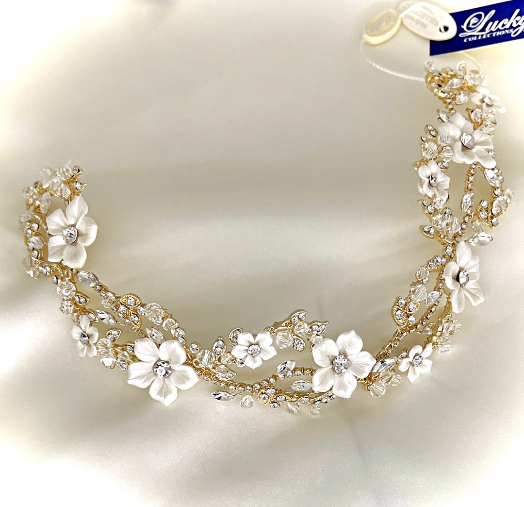 Floral Swarovski Headband for wedding, Bridal Hair Accessory  display picture 1