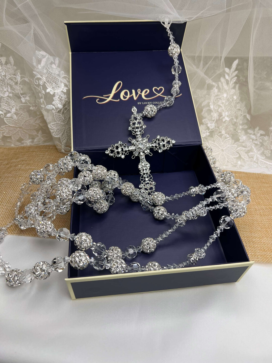 *ひろぽんさま専用*   Rosalinda バード BOXあり Wedding Lasso & Rosary Combo - Classic White Pearl & Crystals