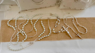 Wedding Lasso & Matching Rosary Combo Classic Ivory Pearl and Crystals