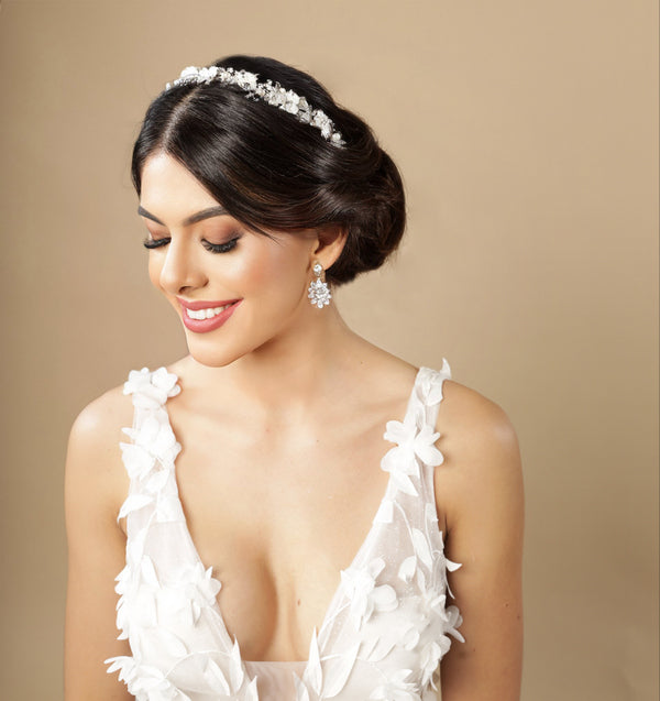 Floral Swarovski Headband for wedding, Bridal Hair Accessory  display picture 1