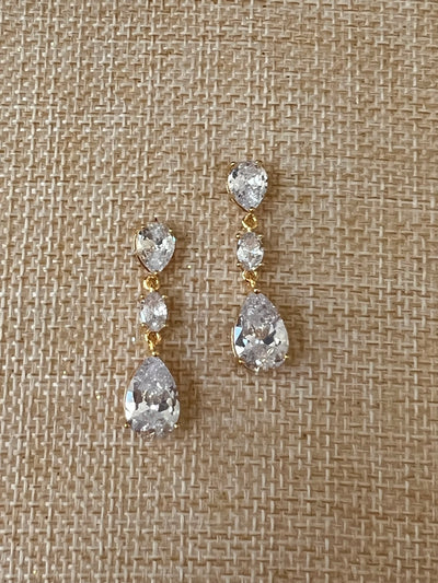 Earrings for Quince, Delicate Drop Swarovski and Zirconia Bridal Earring