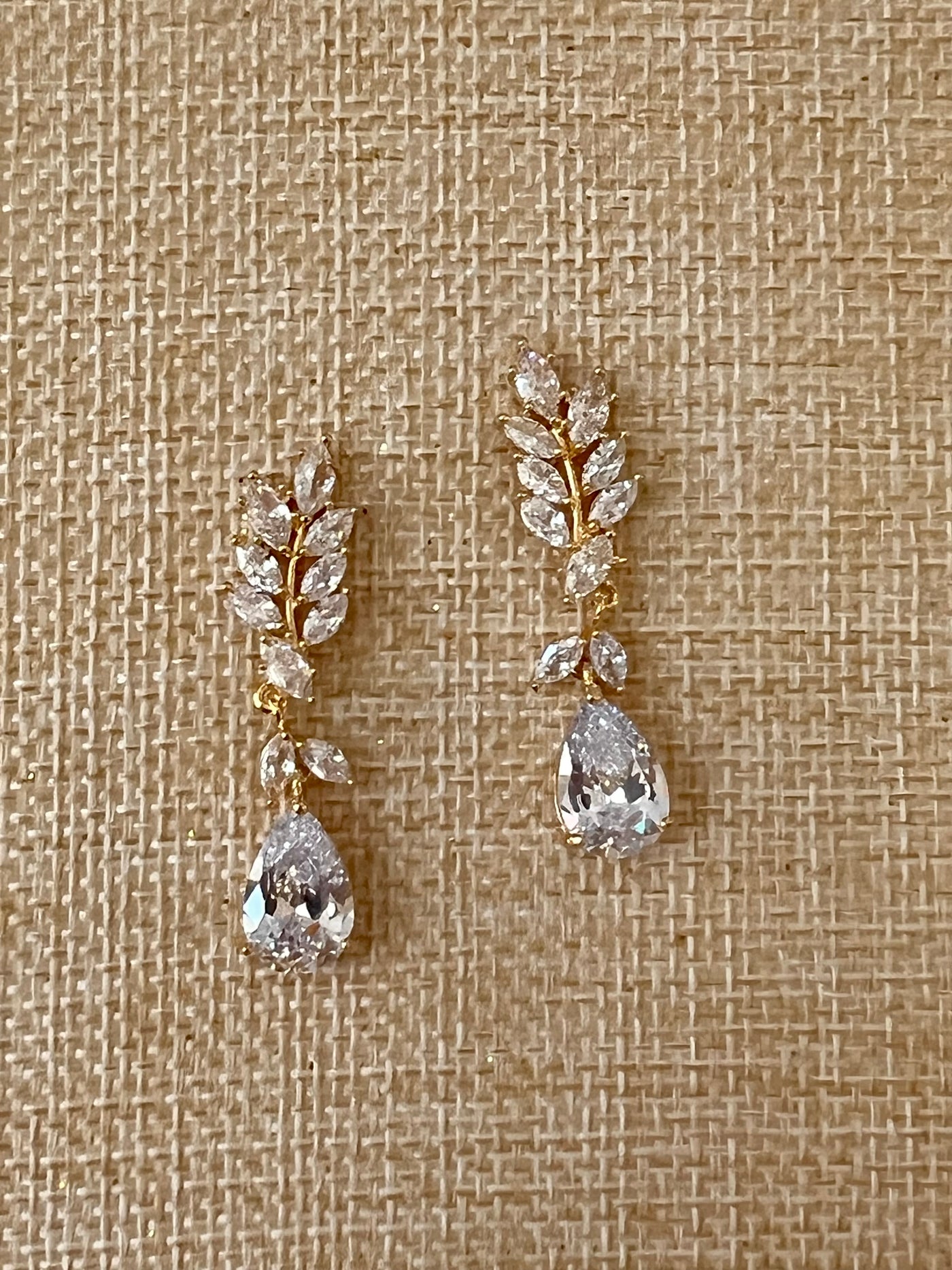 Gold Bridal Earrings, Swarovski and Zirconia Wedding & XV Earring