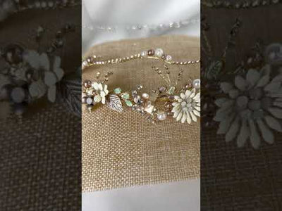 Floral Headband for Bride Lucky Collections, Unique design of floral headband with Opal