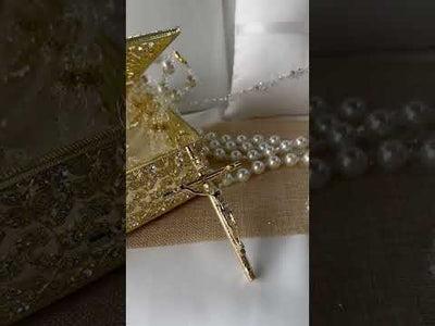 Wedding Lasso with Box, Pearl Lasso, Classic Timeless Ivory Pearl Crystal Wedding Lasso, Lazo para Boda en perlas