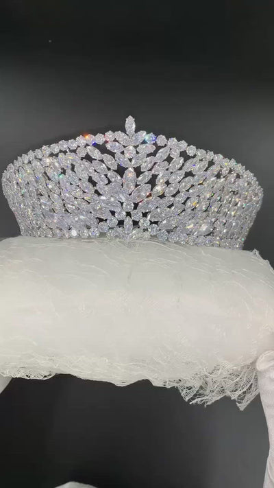  Tiara Adorned with Hundreds of Marquise Cut Cubic Zirconia by Lucky Collections ™