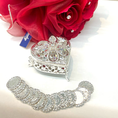 Arras Box and Coins - Crystal Heart -Wedding Coin Ritual (Las Arras Matrimoniales)