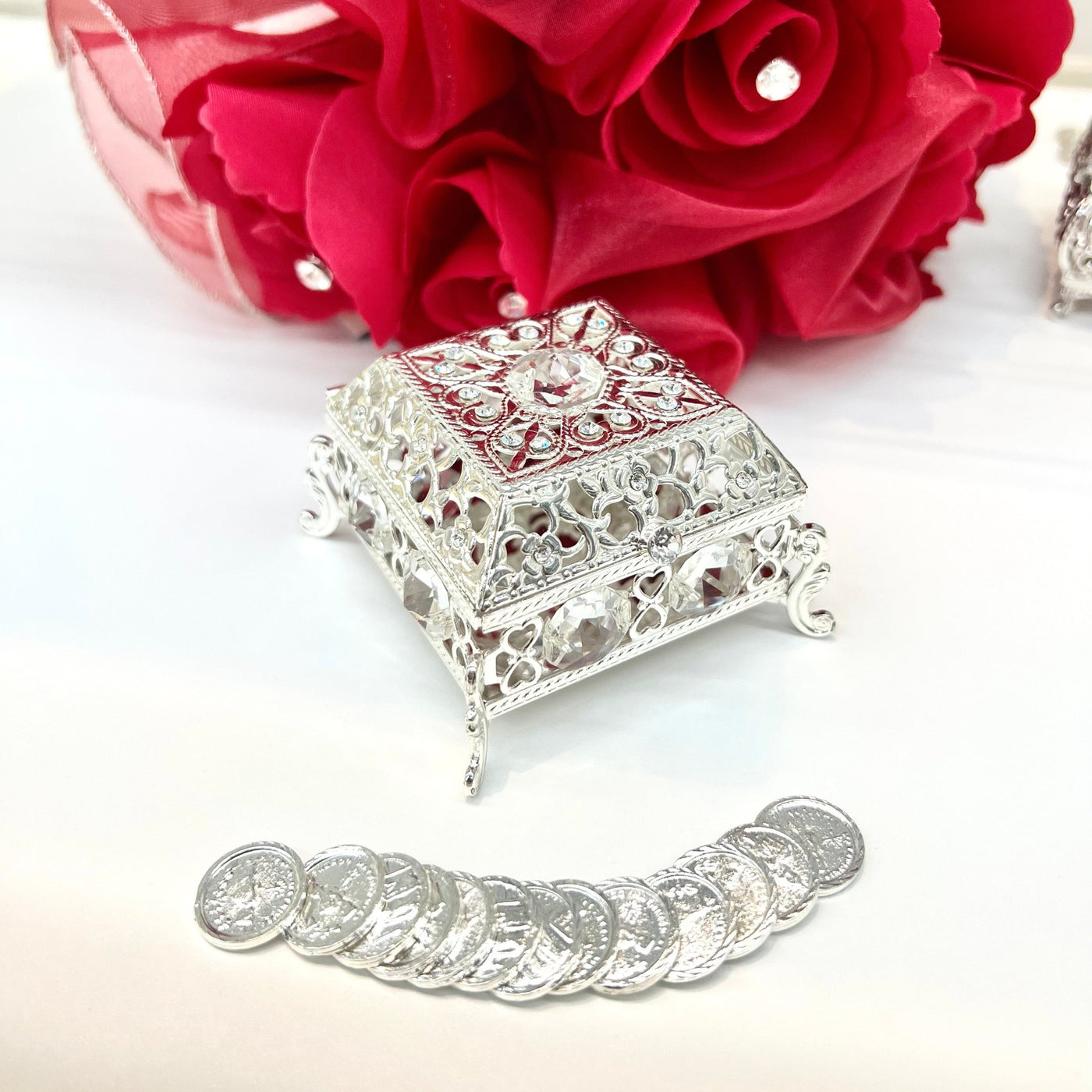 Wedding Arras Box and Coins - Crystal High Square-Hispanic Wedding ...
