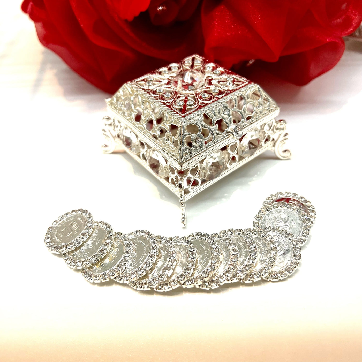 Wedding Arras Box and Coins - Crystal High Square-Hispanic Wedding ...