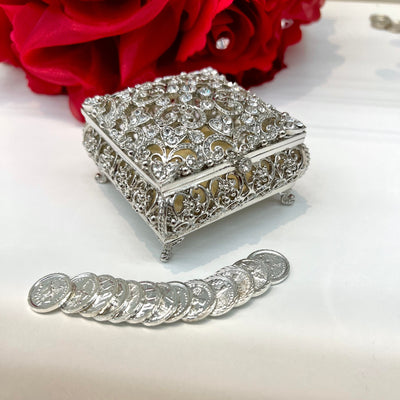 Arras Box and Coins -Small Square- Wedding Coin Ritual (Las Arras Matrimoniales)