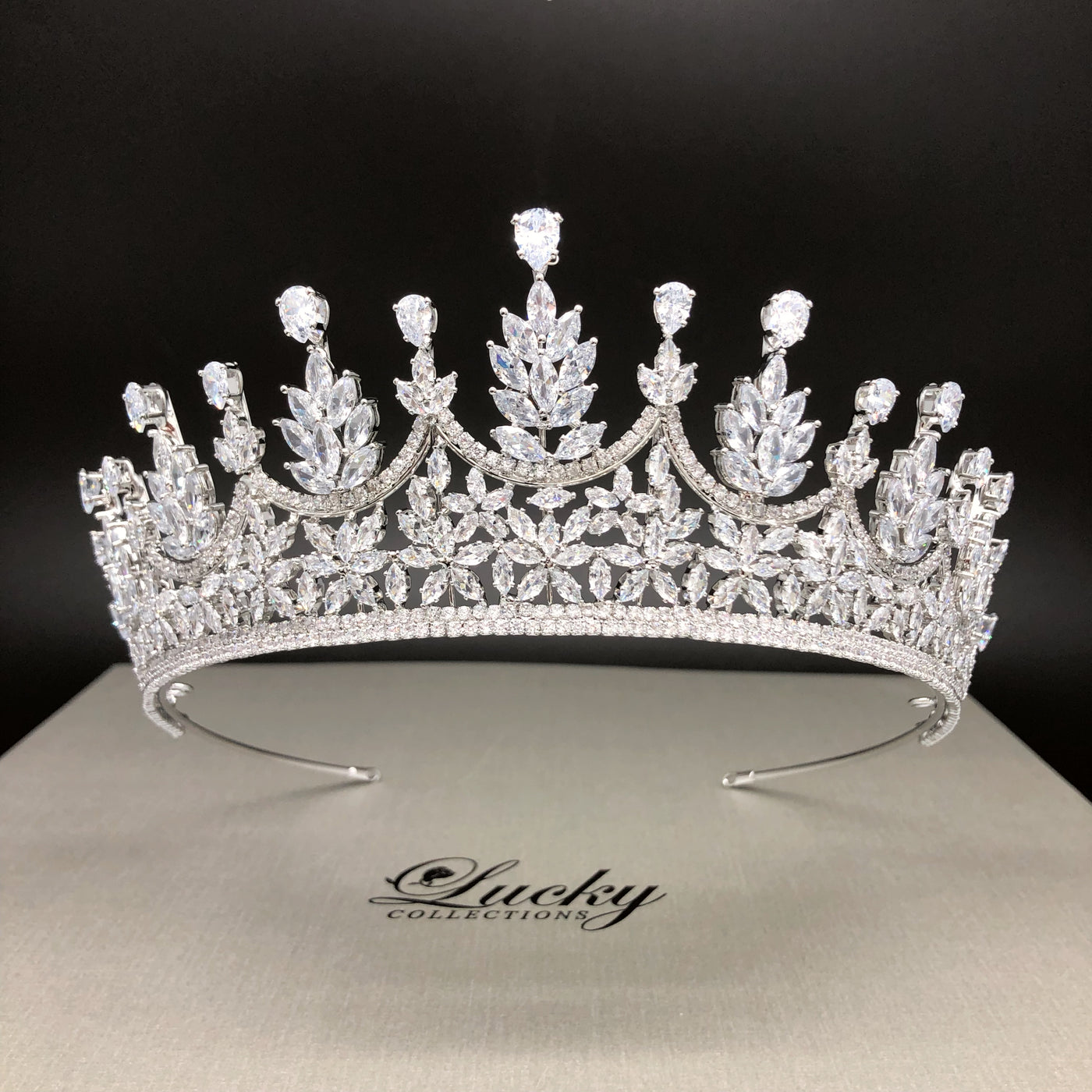 Zirconia Tiara Made with High Quality CZ , Chic Look by Lucky Collections ™