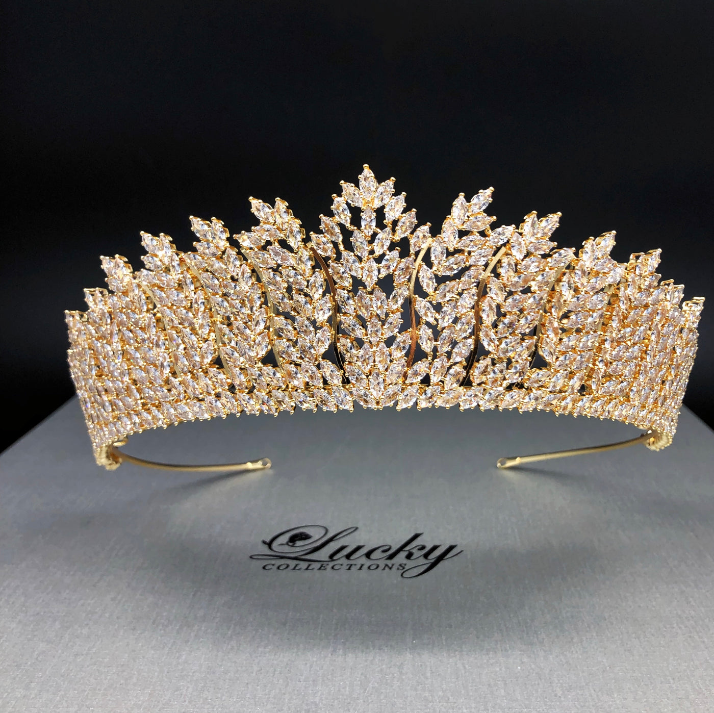 Gold Tiara, Zirconia, Unique in Design & Form by Lucky Collections ™