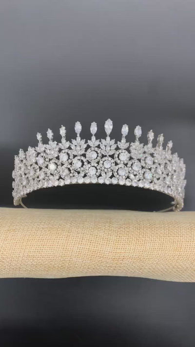Wedding Cubic Zirconia Tiara Crown made with Micro-Pave-Setting Lucky Collections ™