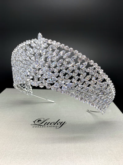 Tiara Adorned with Hundreds of Marquise Cut Cubic Zirconia by Lucky Collections ™