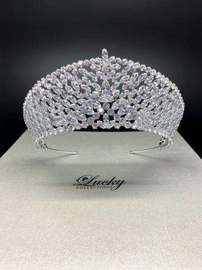Tiara Adorned with Hundreds of Marquise Cut Cubic Zirconia by Lucky Collections ™