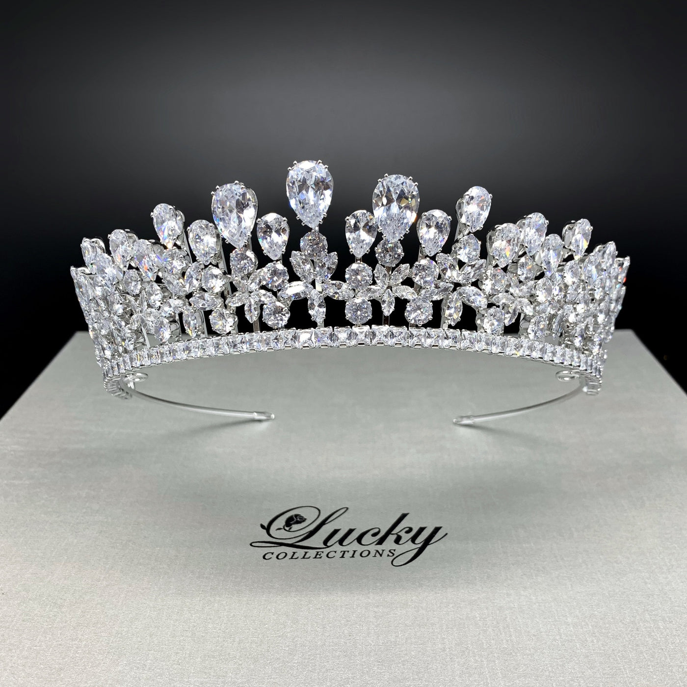 Tiara, Zirconia, 1.5 Inch Central Height, Perfect Pop of Sparkle by Lucky Collections ™. Corona