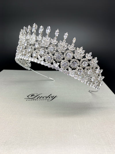 Bridal Cubic Zirconia Tiara Crown made with Micro-Pave-Setting Lucky Collections ™