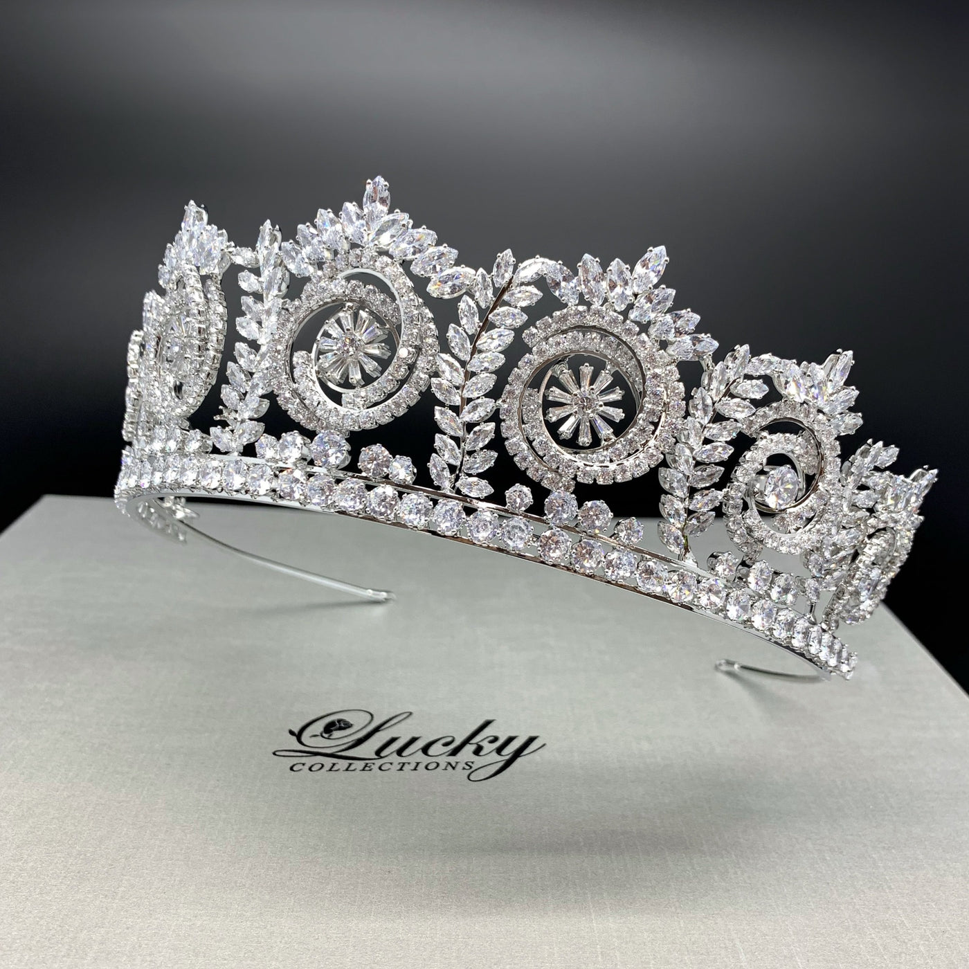  Scrolls, Circles and dimensional pave setting tiara for Spectacular Look Lucky Collections ™