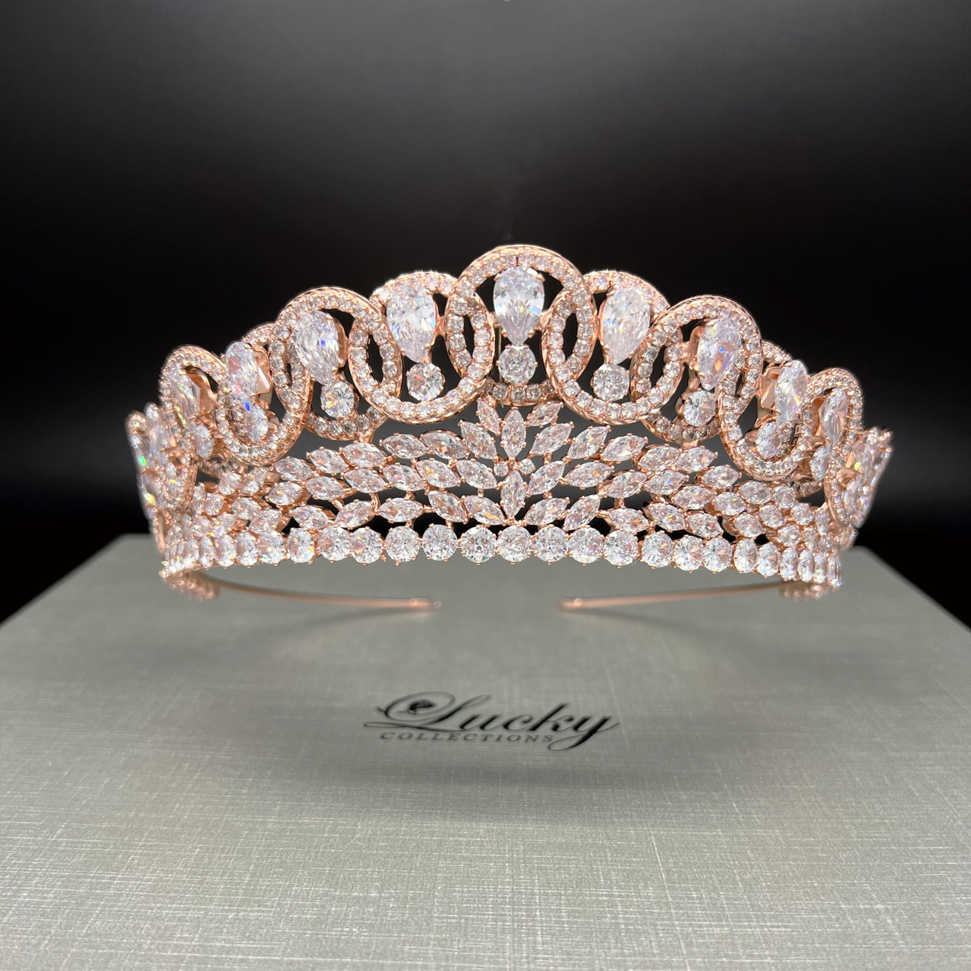 Zirconia Tiara, 2 Inch Central Height, Magnificent Details by Lucky Collections ™
