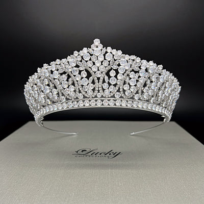 Zirconia Tiara, 2 Inches in Height, Classic Look by Lucky Collections ™
