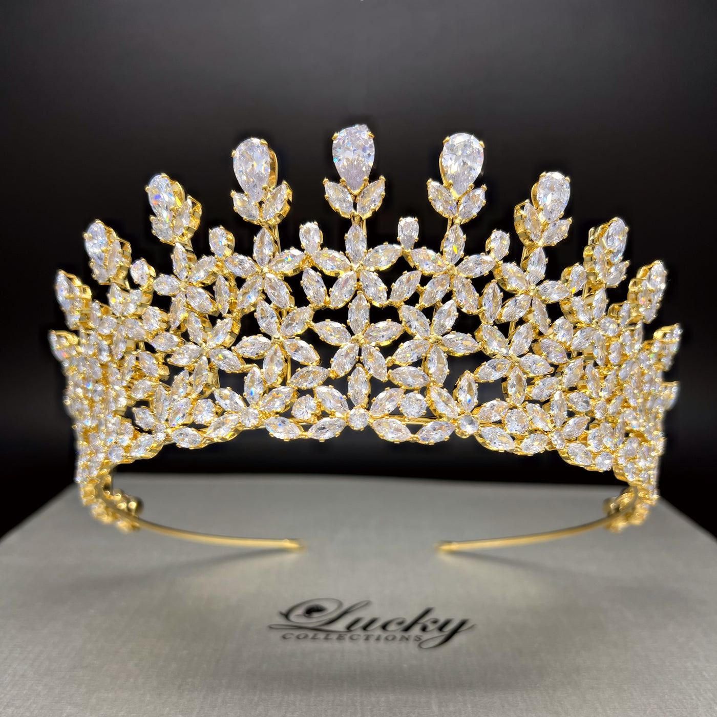 Gold Tiara, Zirconia Gems fit for the Empress within you by Lucky Collections ™