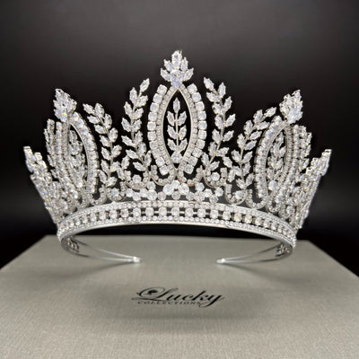 Vision of loveliness Tiara, Zirconia, 3 Inch Central Height Corona with High Quality CZ by Lucky Collections ™