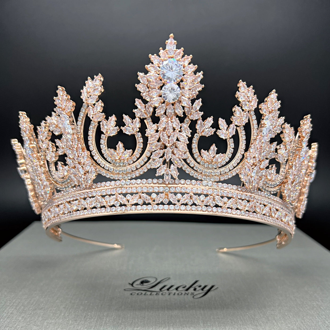 Rosegold bridal Tiara, Zirconia, Unique design  with High Quality CZ by Lucky Collections ™