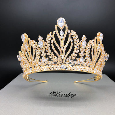 Gold Zirconia Tiara for the Discerning Look by Lucky Collections ™