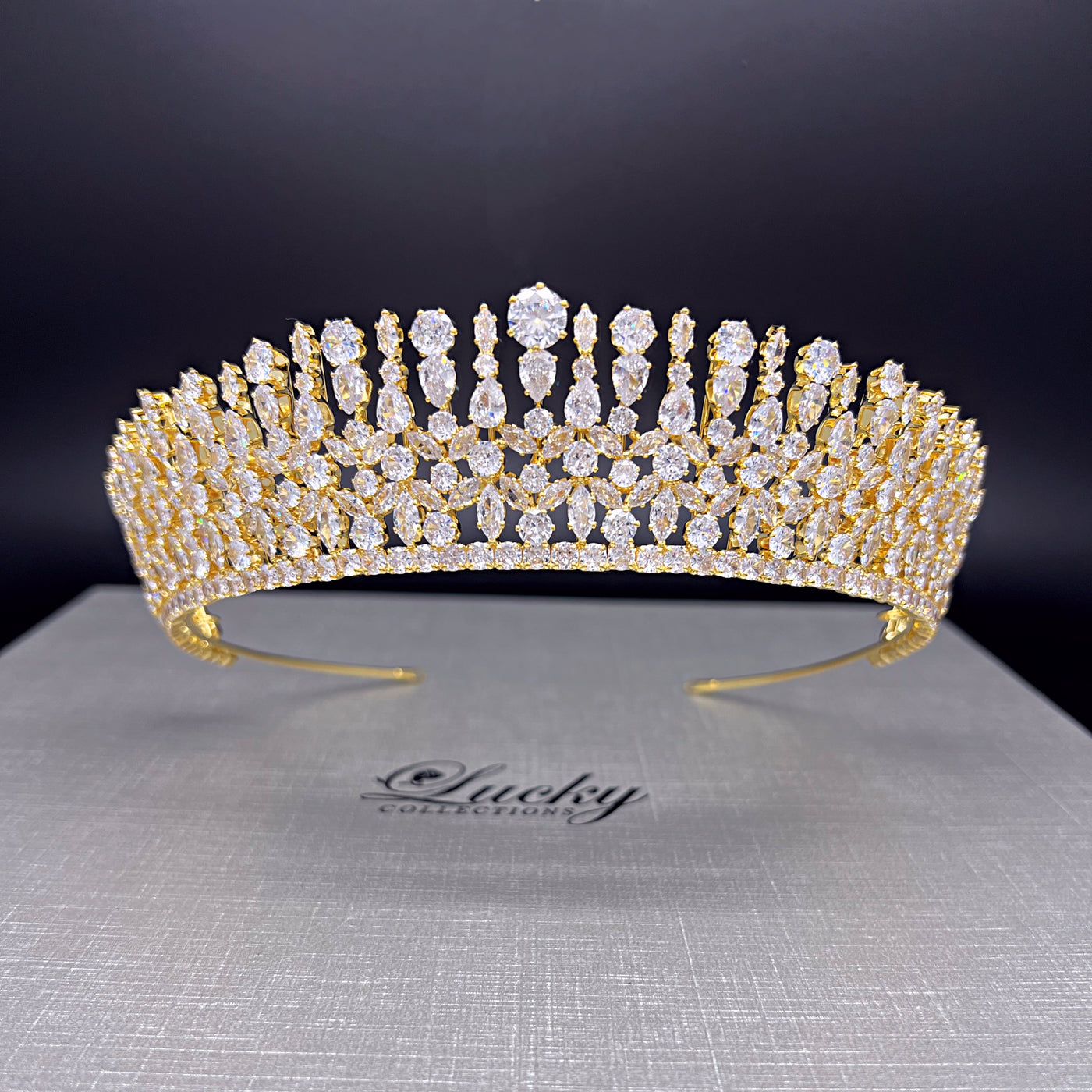 Gold Cubic Zirconia Tiara is the utltimate style for gracing yourself on the special day