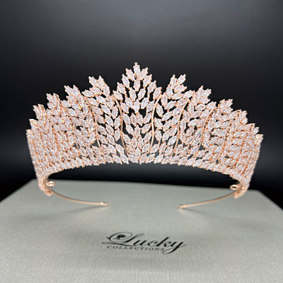 Rosegold Tiara, Zirconia, Unique in Design & Form by Lucky Collections ™