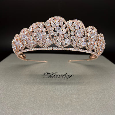 This rosegold tiara is designed with the highest quality cubic zirconia. 