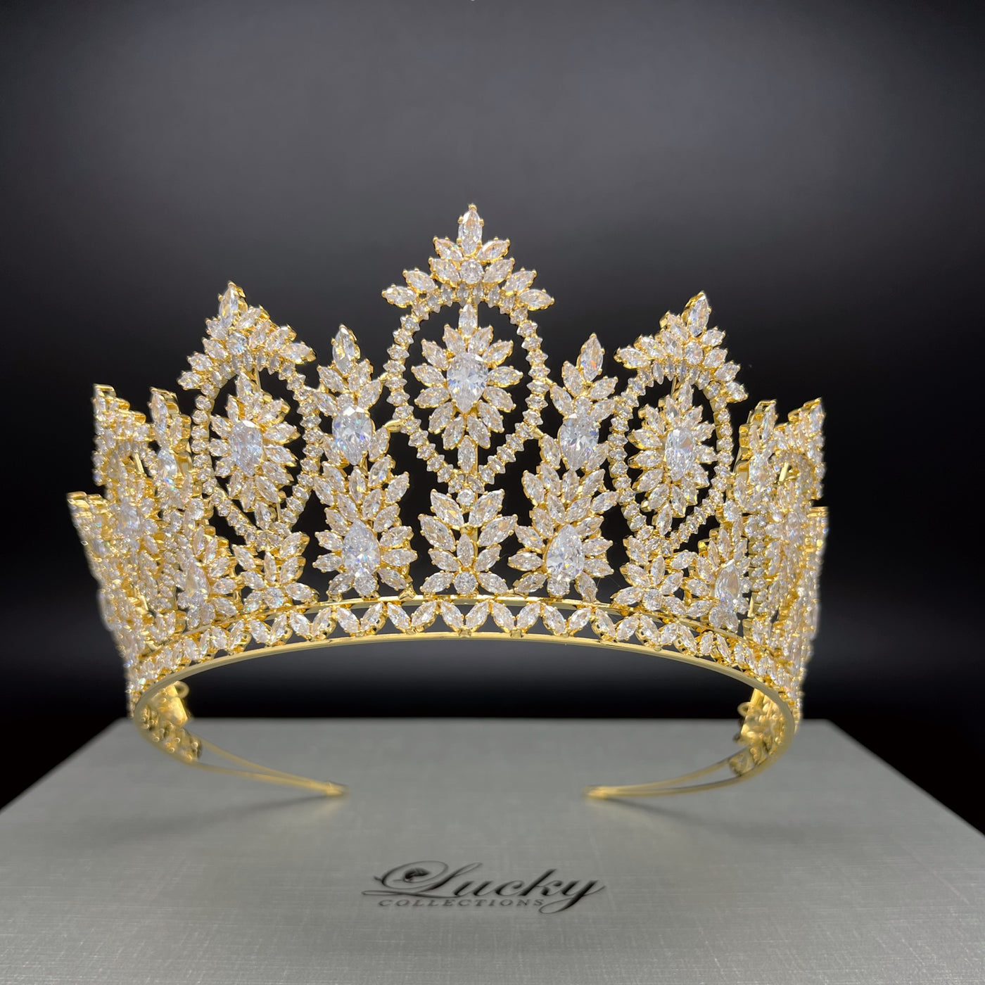 Iconic Zirconia Gold Tiara with Finest of Sparkle