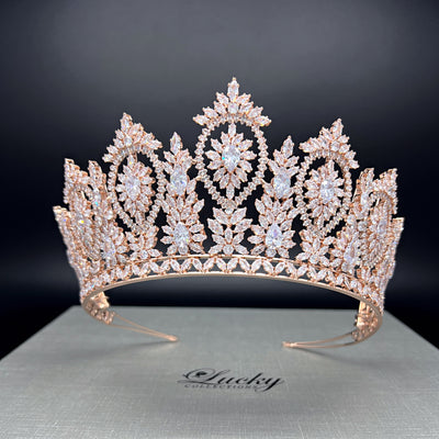 Iconic Zirconia Rosegold Tiara with Finest of Sparkle