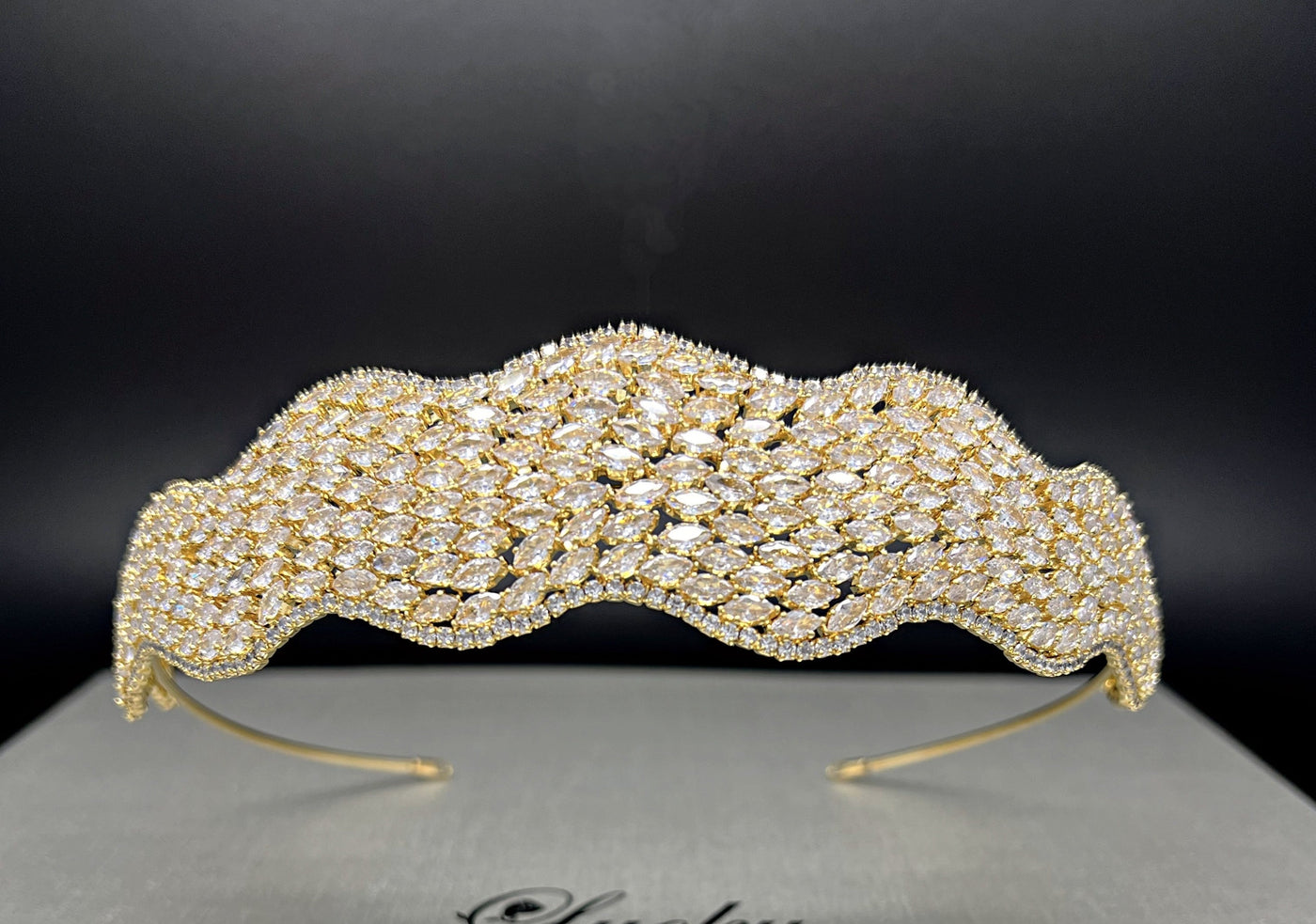 Zirconia Headband Embellished with Finest Cut Glittering Gems. Diamond Royal inspired Headband