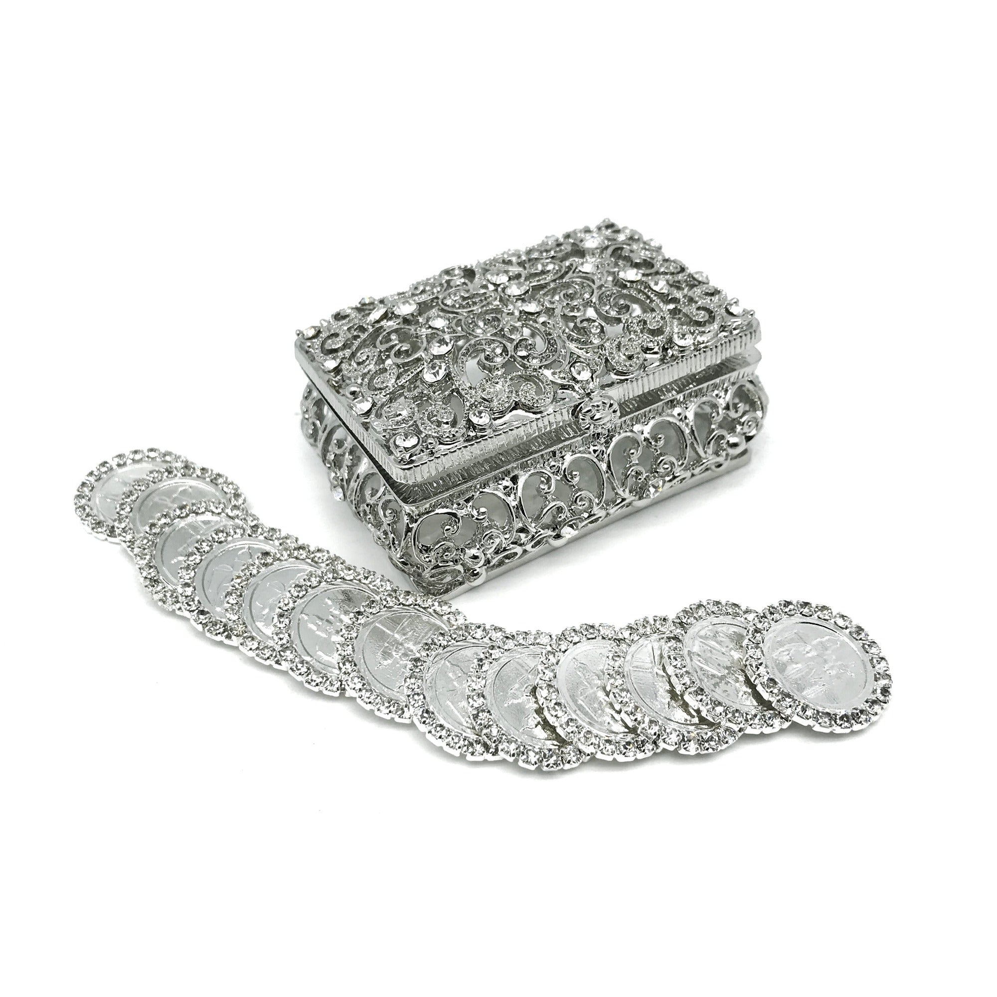 Wedding Arras Box with Free Coins- Rectangle Rhinestone Wedding Ritual ...