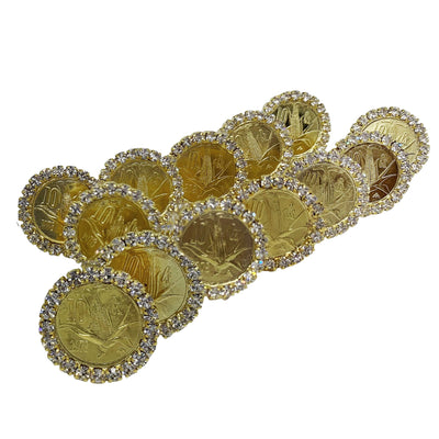 Gold Aras Rhinestone Coins, 13 Coins for Arras Box for Hispanic Weddings. Arras de boda y monedas