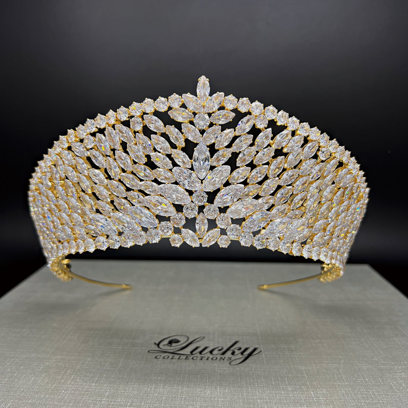 Cubic Zirconia Tiara, Hundred Plus Marquise Cut Perfections