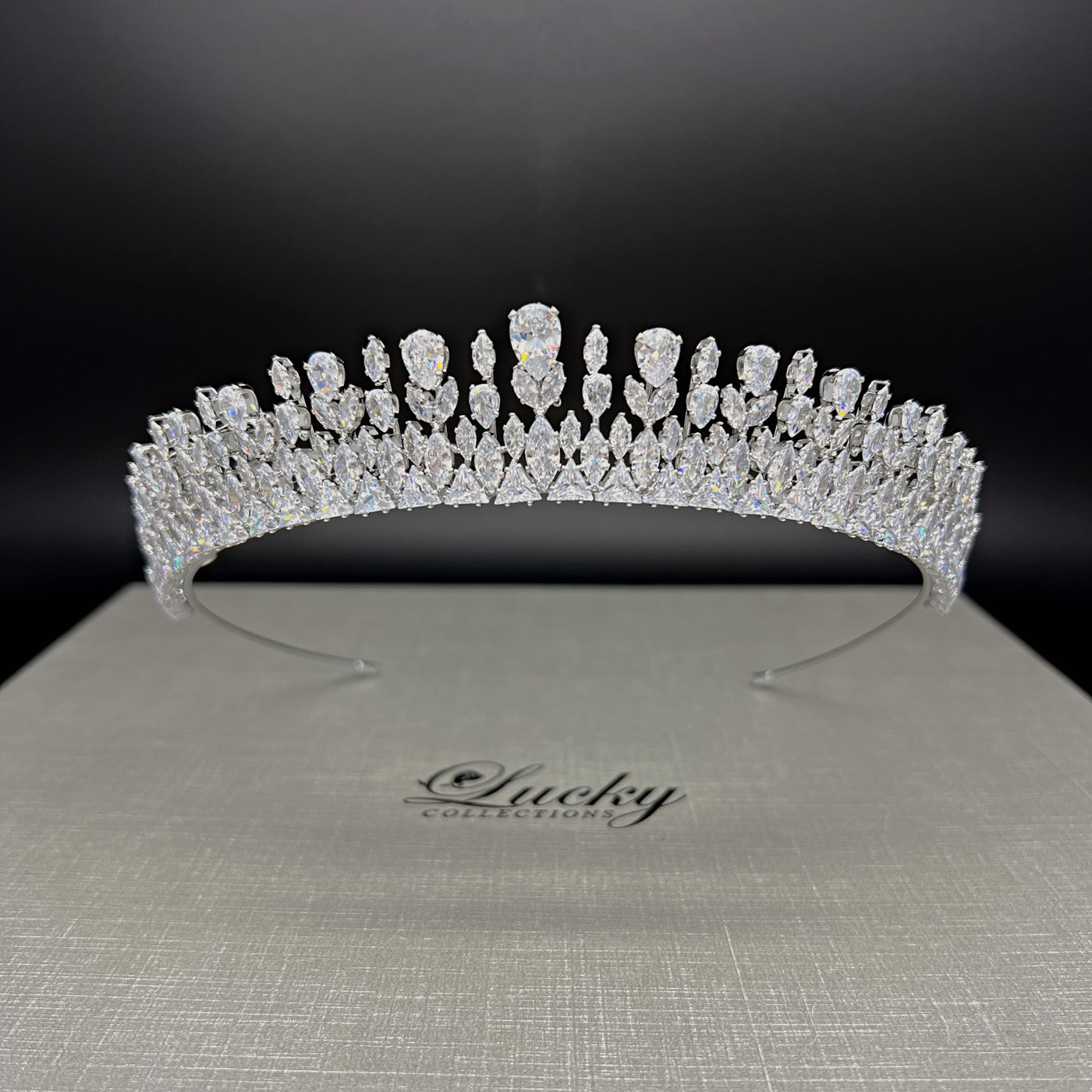 Small Tiara, Gleaming Cubic Zirconia Bridal Crown, Dainty Quinceanera Corona