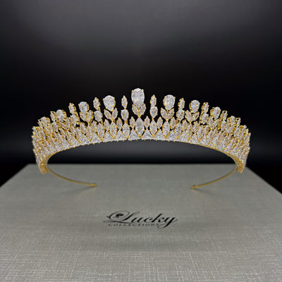 Small Tiara, Gleaming Cubic Zirconia Bridal Crown, Dainty Quinceanera Corona
