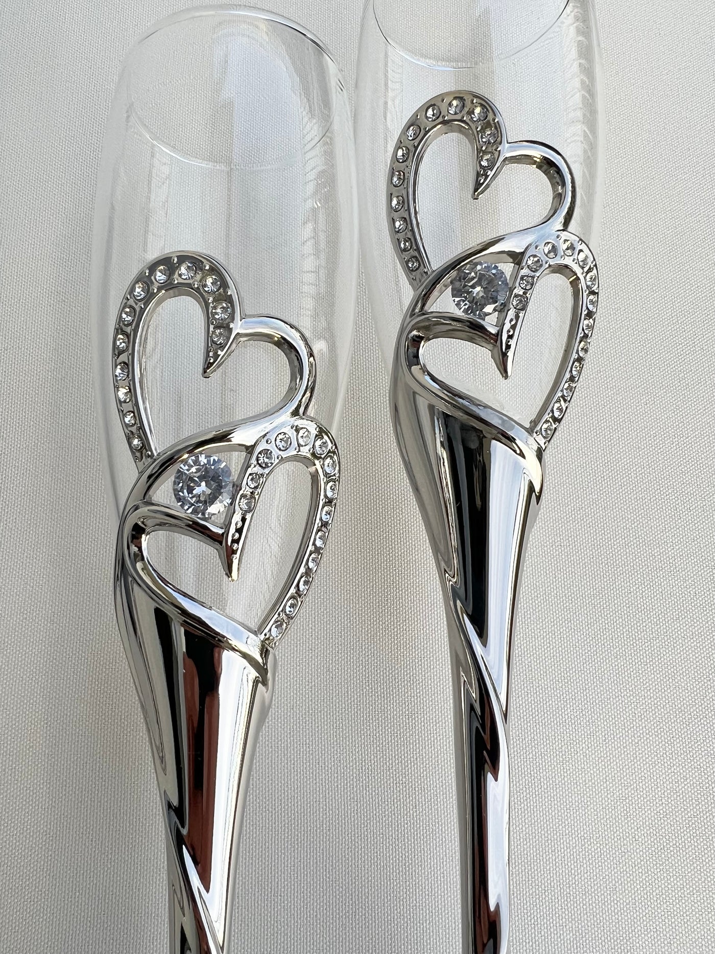 Toasting Glass and Servers for Bridal and Wedding, Heart Cake Cutting Set by Lucky Collections