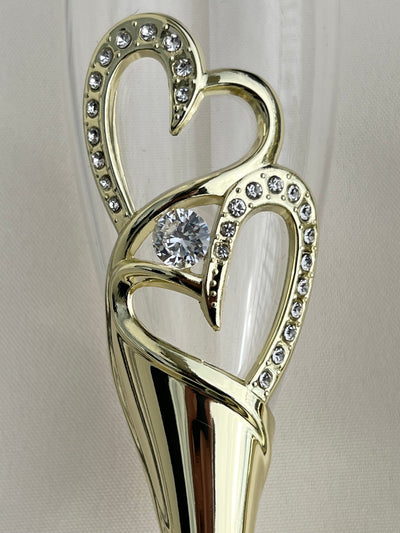Toasting Glass and Servers for Bridal and Wedding, Heart Cake Cutting Set by Lucky Collections 