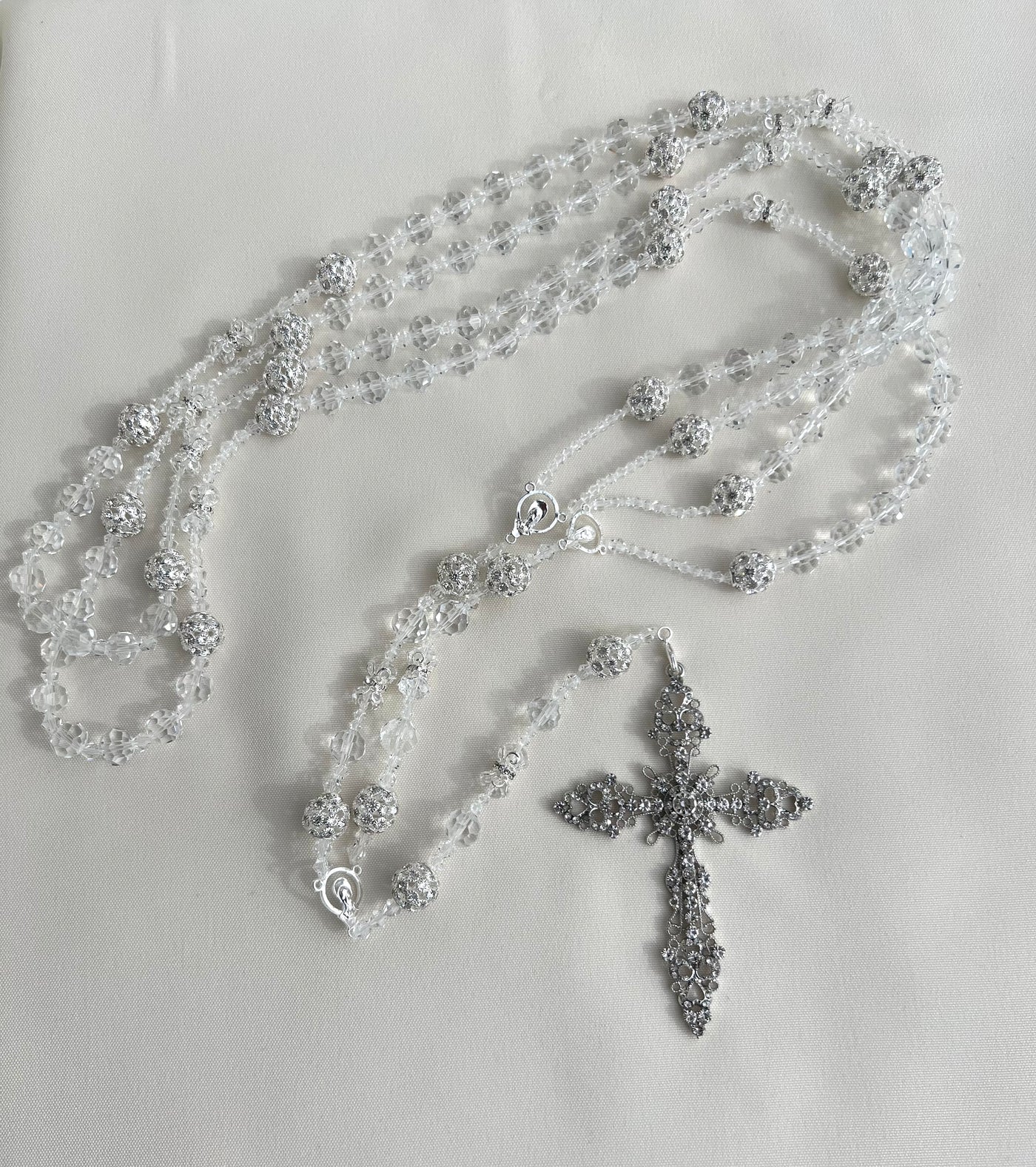 Rosary Lasso Rhinestone & Crystal Galore with Filigree Cross
