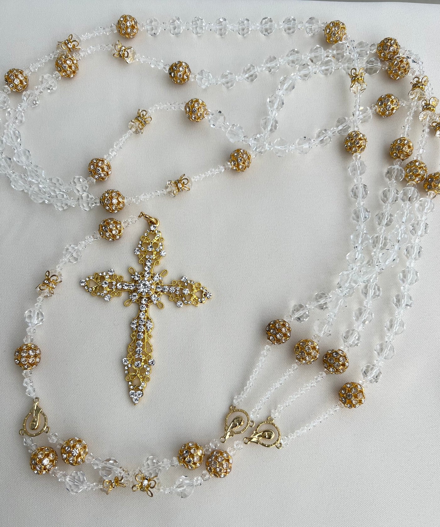 Rosary Lasso Rhinestone & Crystal Galore with Filigree Cross
