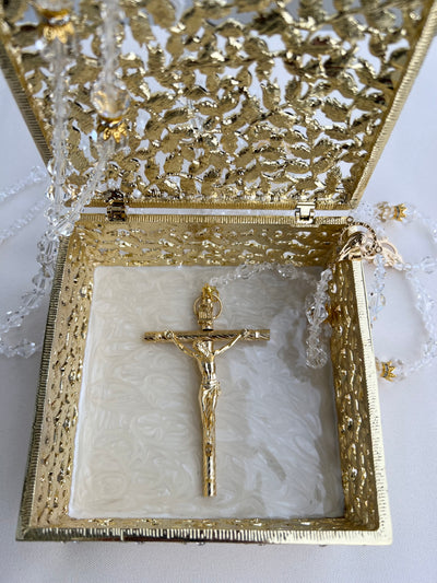 Wedding Lasso with Cross, Diamond Shaped Cut Crystal Bead with Lasso Box by Lucky Collections™