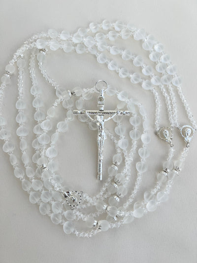 Lasso with Box, Wedding Lasso Rosary Beads with Cross, Heart Shaped Beads by Lucky Collections™