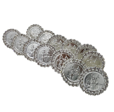 Silver -Aras Rhinestone Coins, 13 Coins for Arras Box for Hispanic Weddings. Arras de boda y monedas