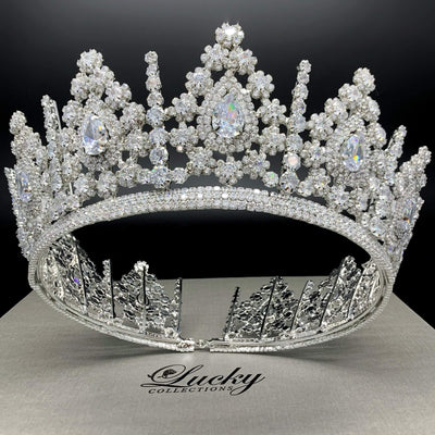 Quince Tiara , Cubic Zirconia Bridal Crown, Quinceanera Corona, Full Circle Crown
