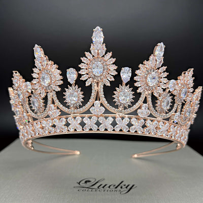 Tall Zirconia Tiara, Bridal Crown, Quinceanera Corona, Pageant Crowns
