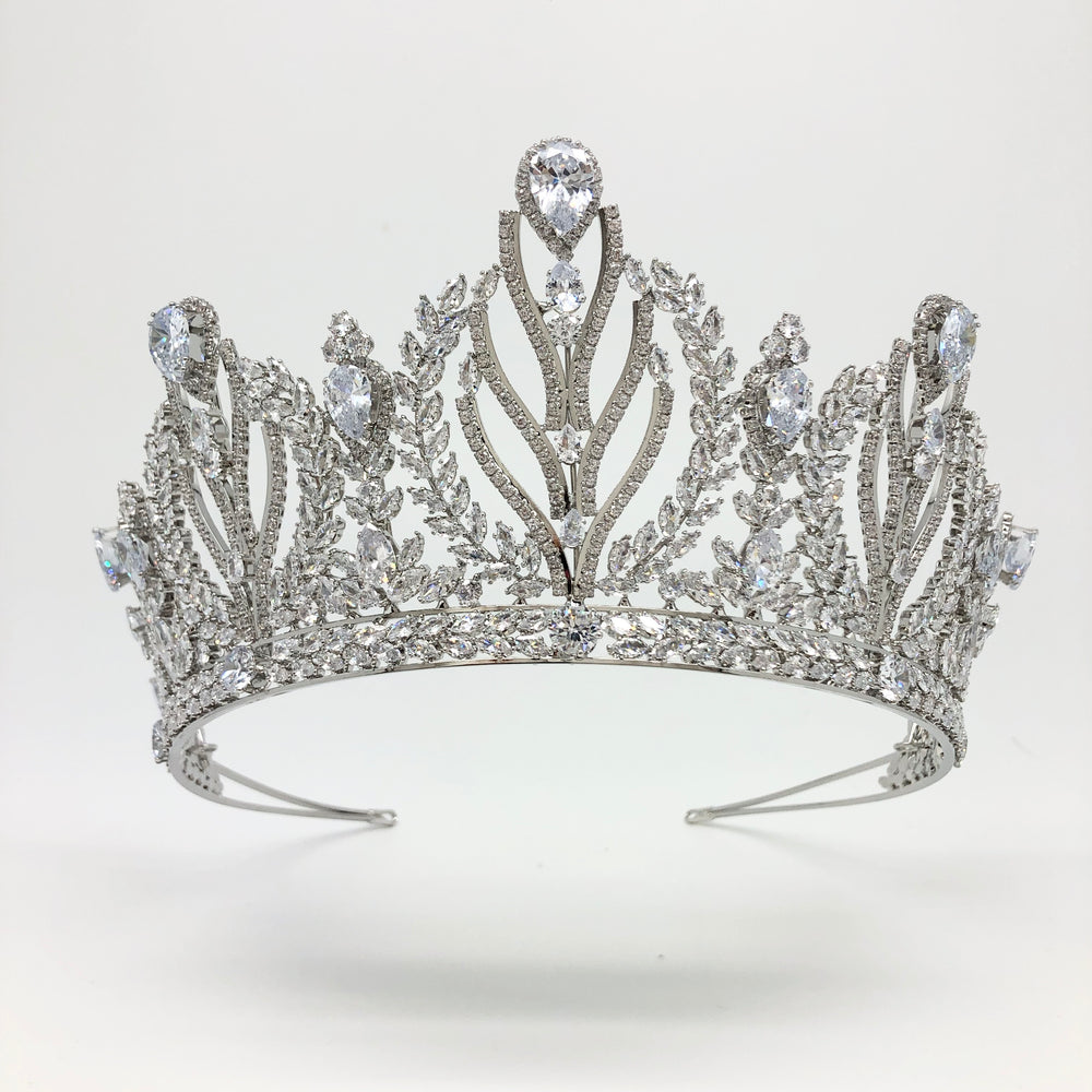 Multi-Peak CZ Tall Bridal Tiara 3.25 display picture 1